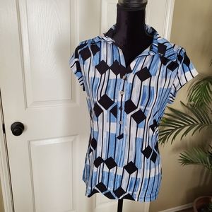 Alfani Blouse Blue/Blk/Wht (M) 3/$25